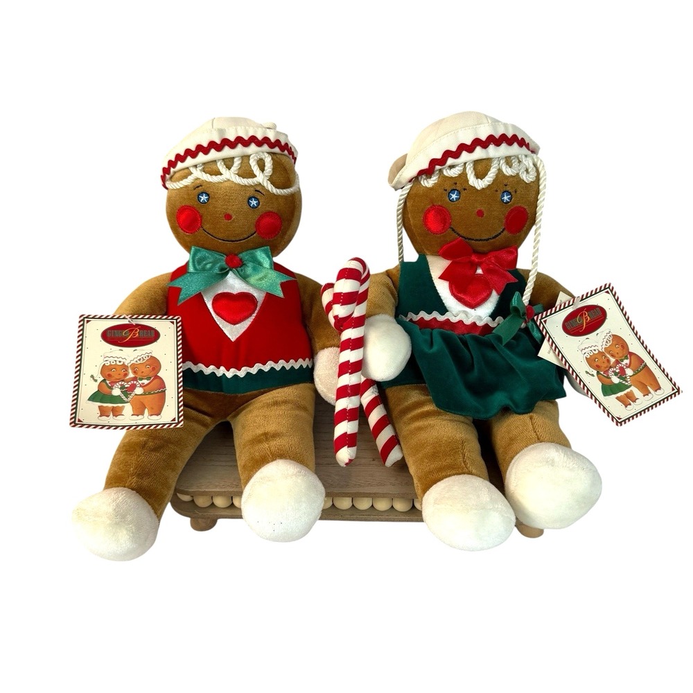 Target Christmas Gingerbread Boy & Girl Plush Dolls w/Tags 1990 12"